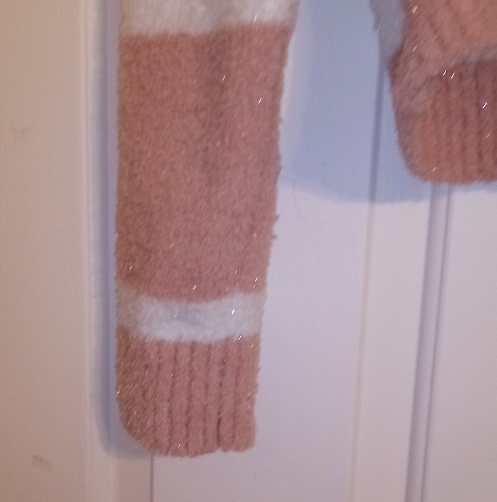 Kidscore Pink & White Striped Fuzzy Pullover Sweater With Disney Cat Size Small - Picture 3 of 6